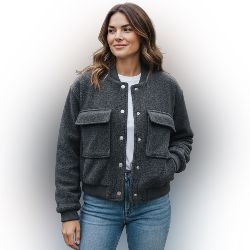 Madden NYC Women's Andrew Marc Black Cargo Bomber Jacket Size Large